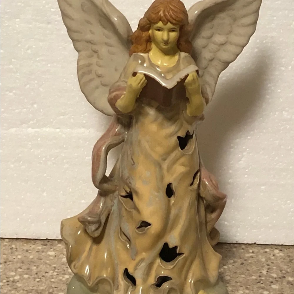 Porcelain Angel Figurine in Soft Cream and Pink